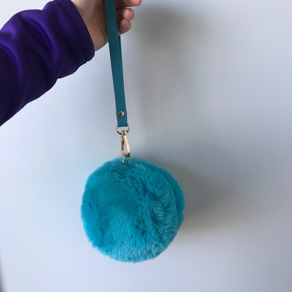 Blue Fuzzy Macaroon Handbag